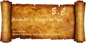 Bodnár Cipriána névjegykártya